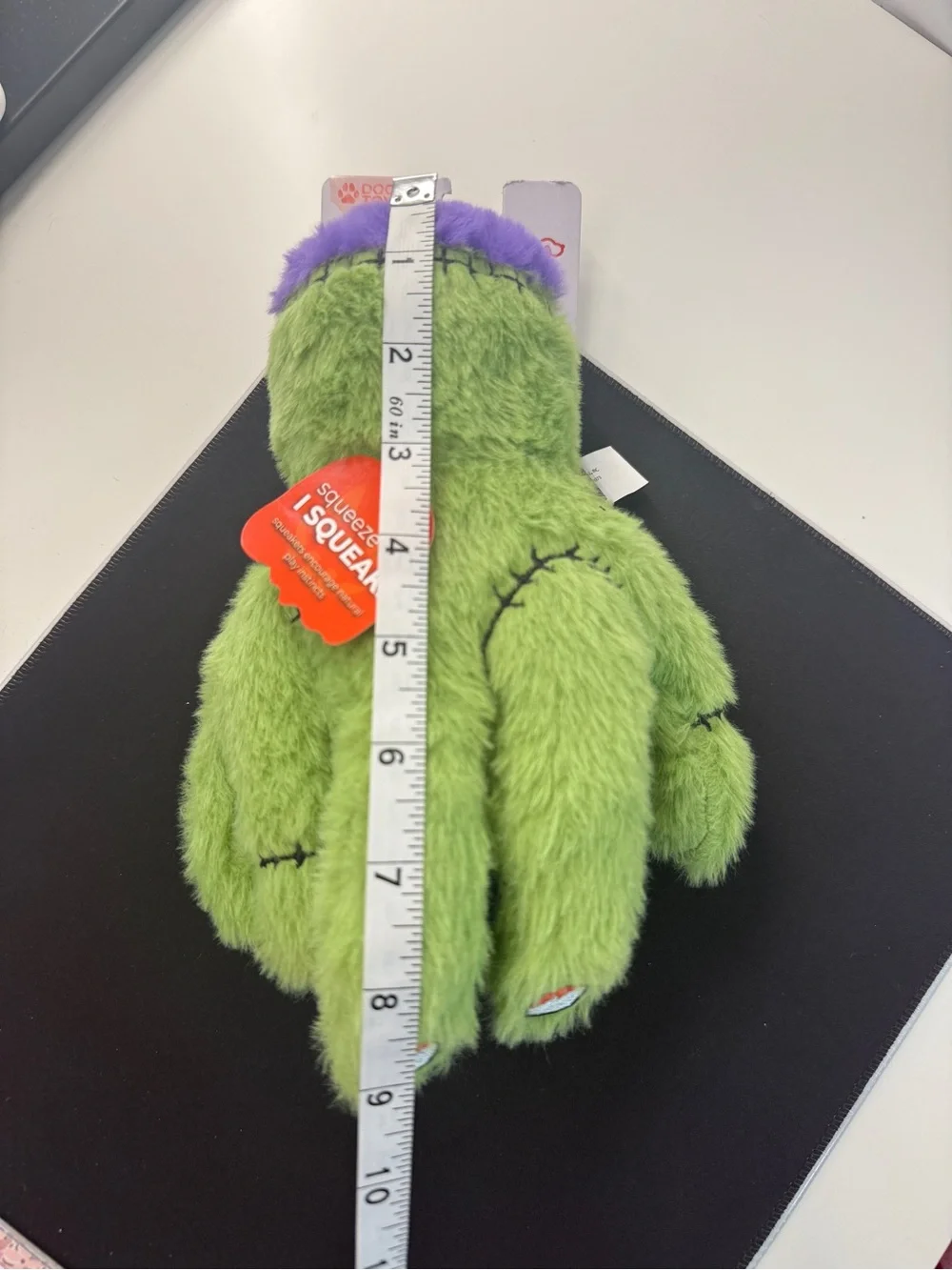 Multipet Halloween Frankenstein Hand Plush Squeaky Dog Toy Green Purple 8